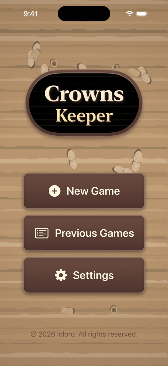 Crowns Keeper home screen