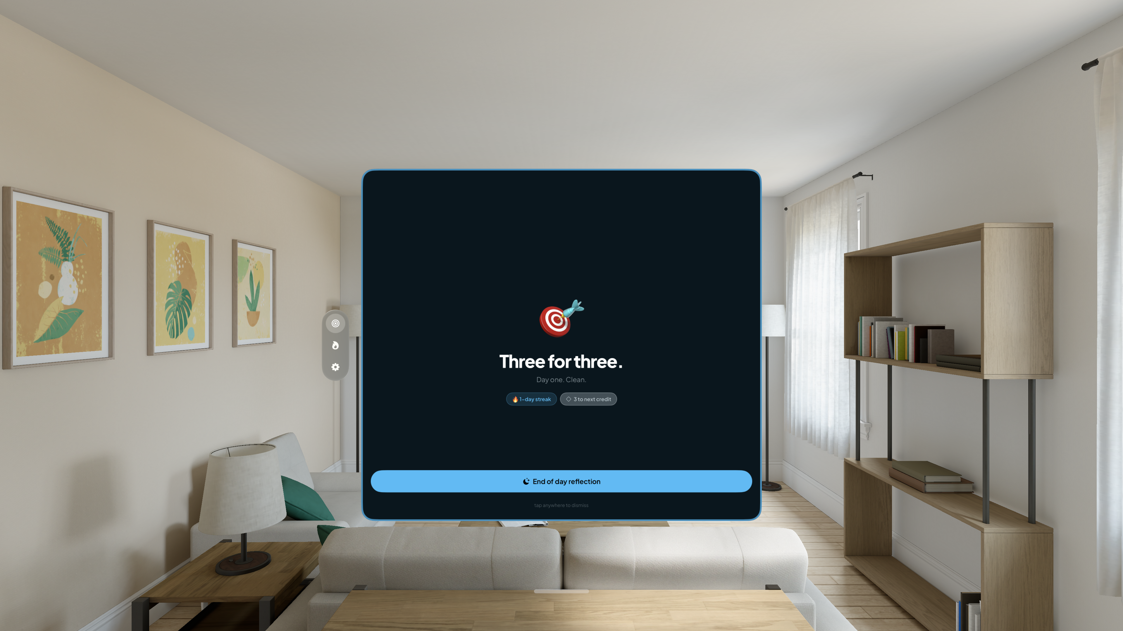 Top3 on Apple Vision Pro — Celebrate a finished day in Apple Vision Pro